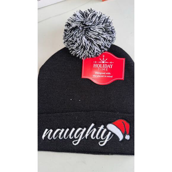 Ugly Christmas Sweater Accessories - Naughty /Nice Winter Beanie One Size